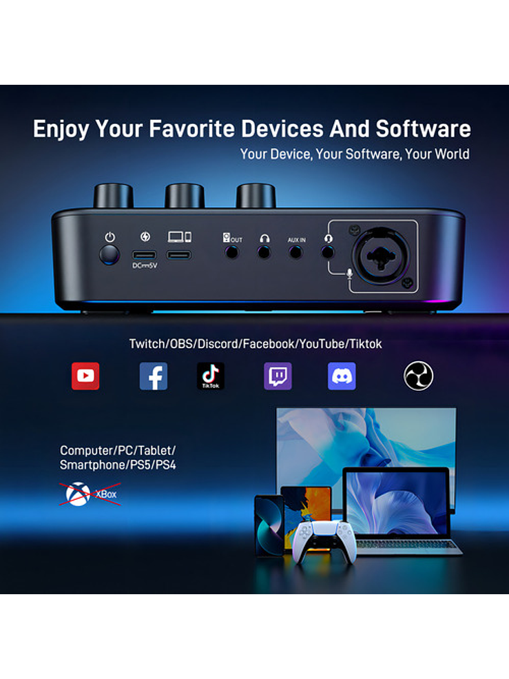 Mixer Audio Maono G1 Neo para Streamer USB+XLR 8