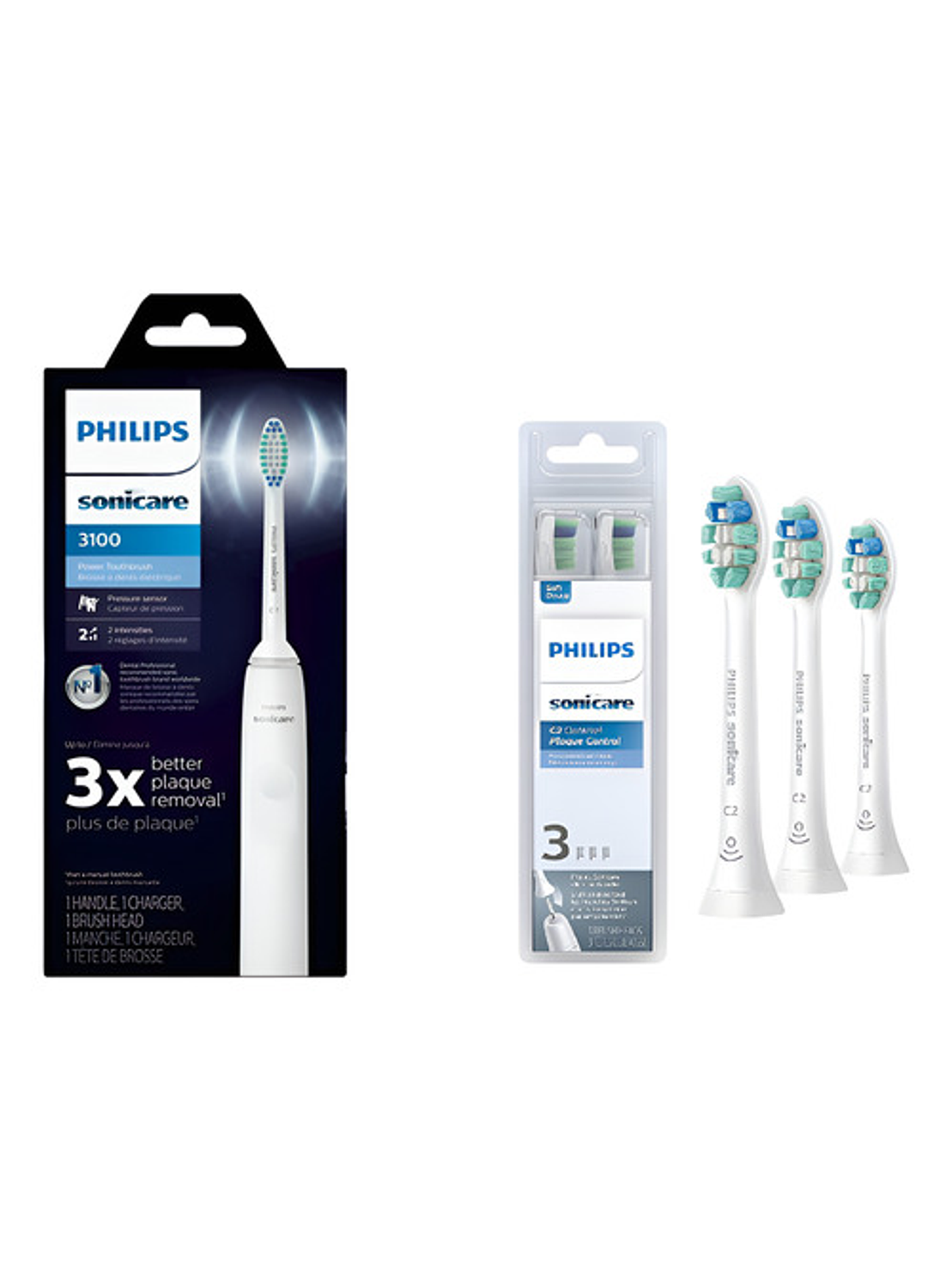 Cepillo Eléctrico Philips Sonicare 3100 + 3x Cabezales C2 1