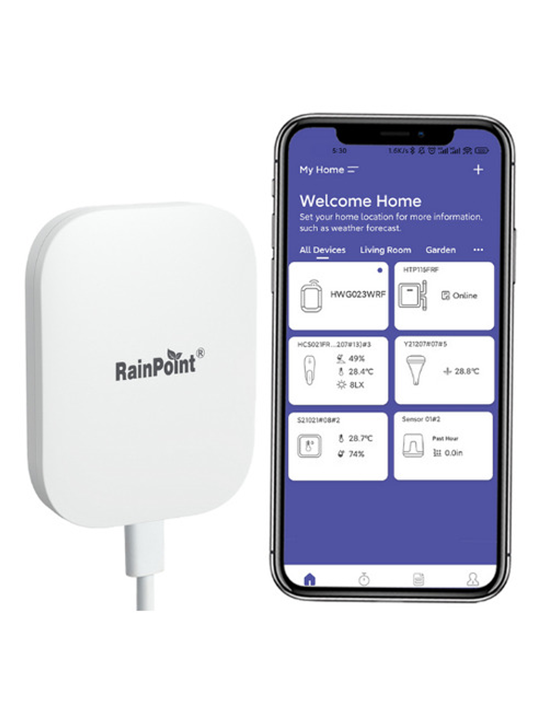 Kit de Riego Rainpoint de 2 Zonas con Sensores y Hub WiFi 10