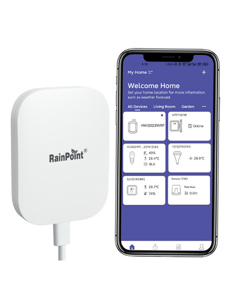 Kit de Riego Rainpoint de 2 Zonas con Sensores y Hub WiFi 10
