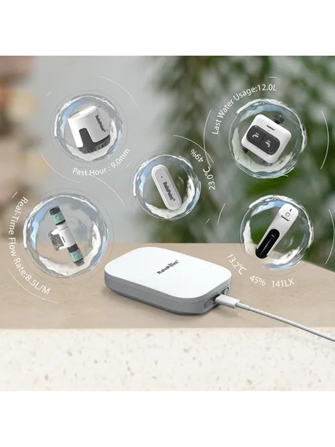 Kit de Riego Rainpoint de 2 Zonas con Sensores y Hub WiFi 11