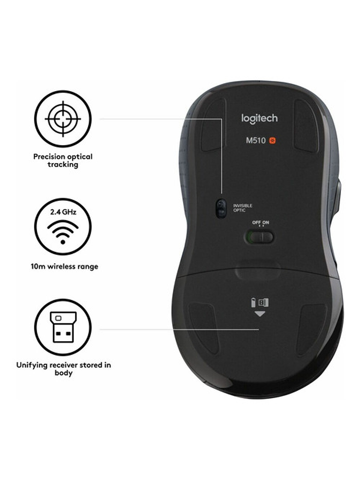 Mouse Inalámbrico Logitech M510 Negro 5