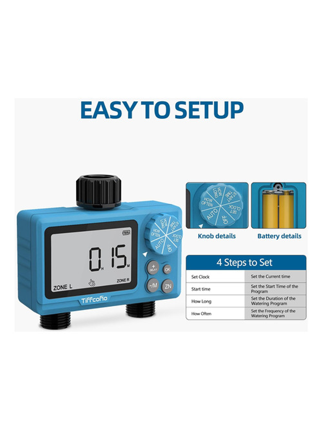 Programador De Riego Digital De 2 Zonas Automático 2