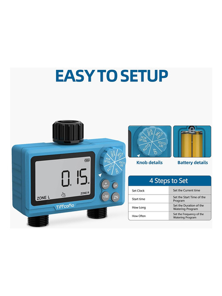 Programador De Riego Digital De 2 Zonas Automático 2