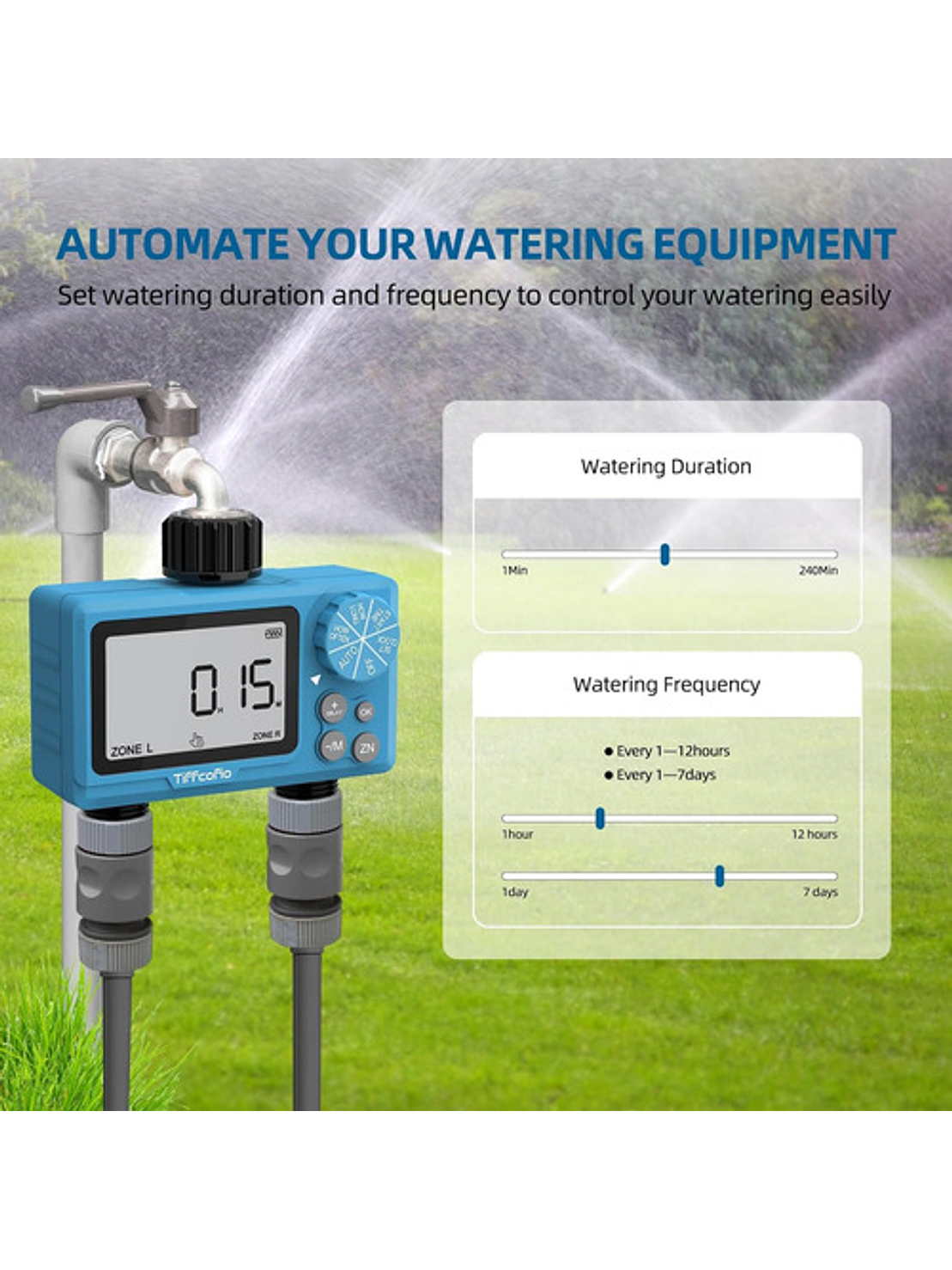 Programador De Riego Digital De 2 Zonas Automático 6