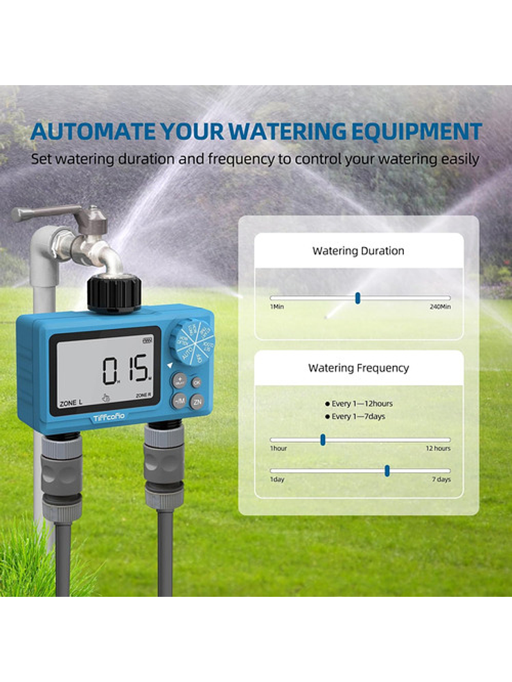 Programador De Riego Digital De 2 Zonas Automático 6