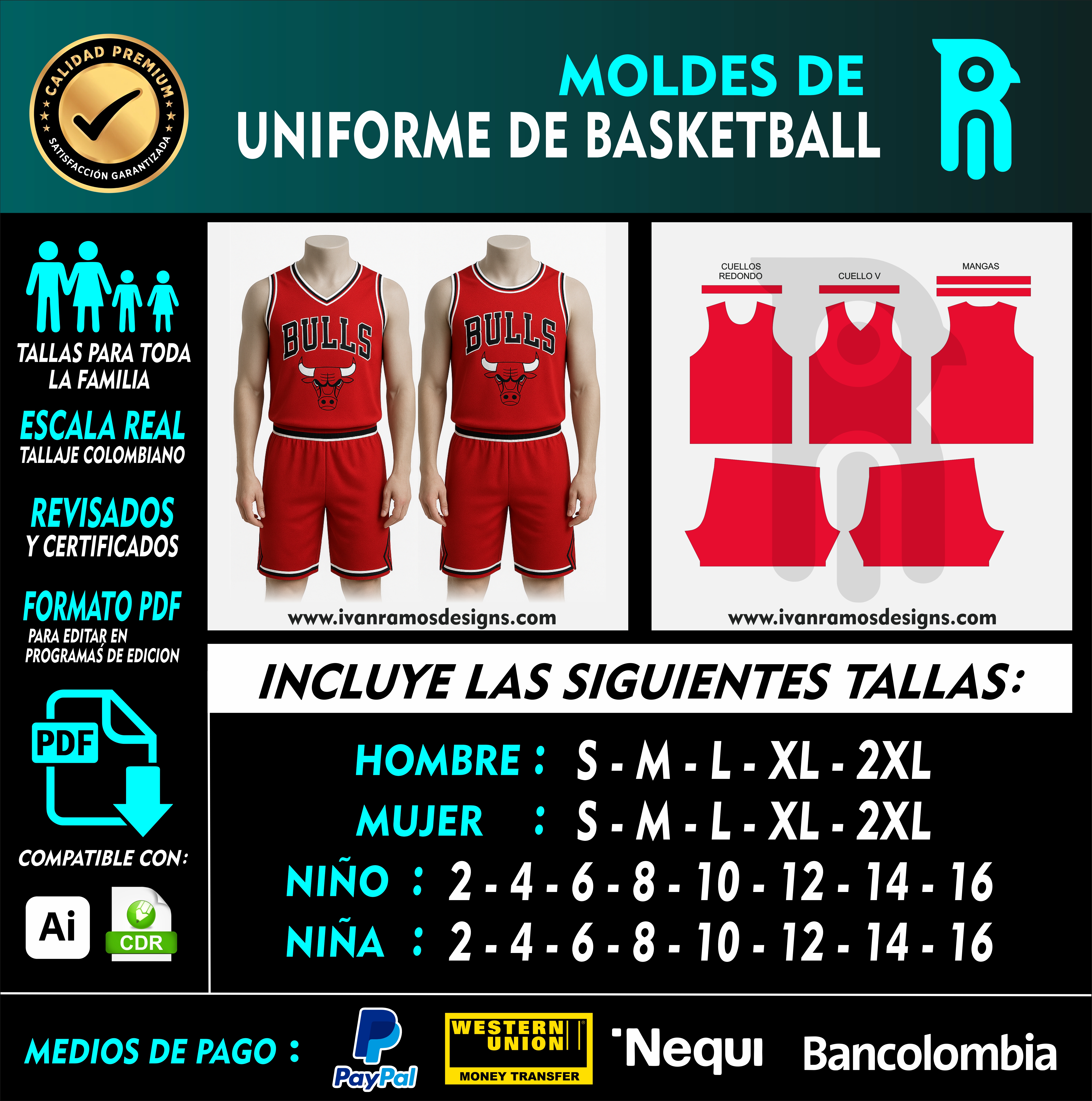 MOLDE DE UNIFORME DE BASKETBALL