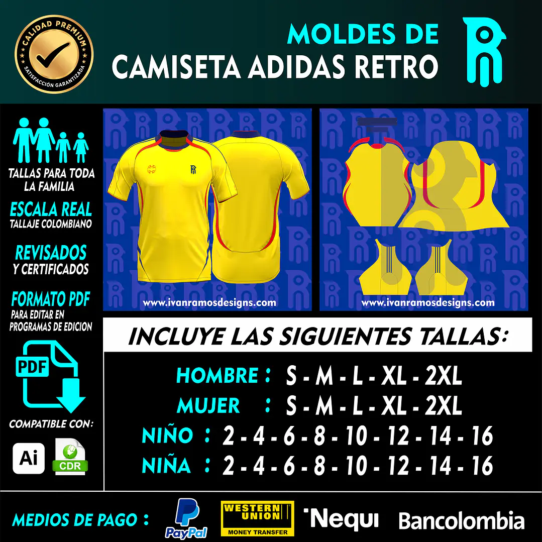 MOLDE DE CAMISETA ADIDAS RETRO 1
