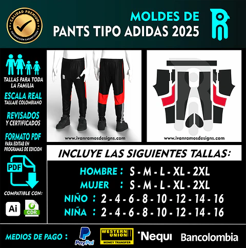 MOLDE DE PANTS TIPO ADIDAS 2025