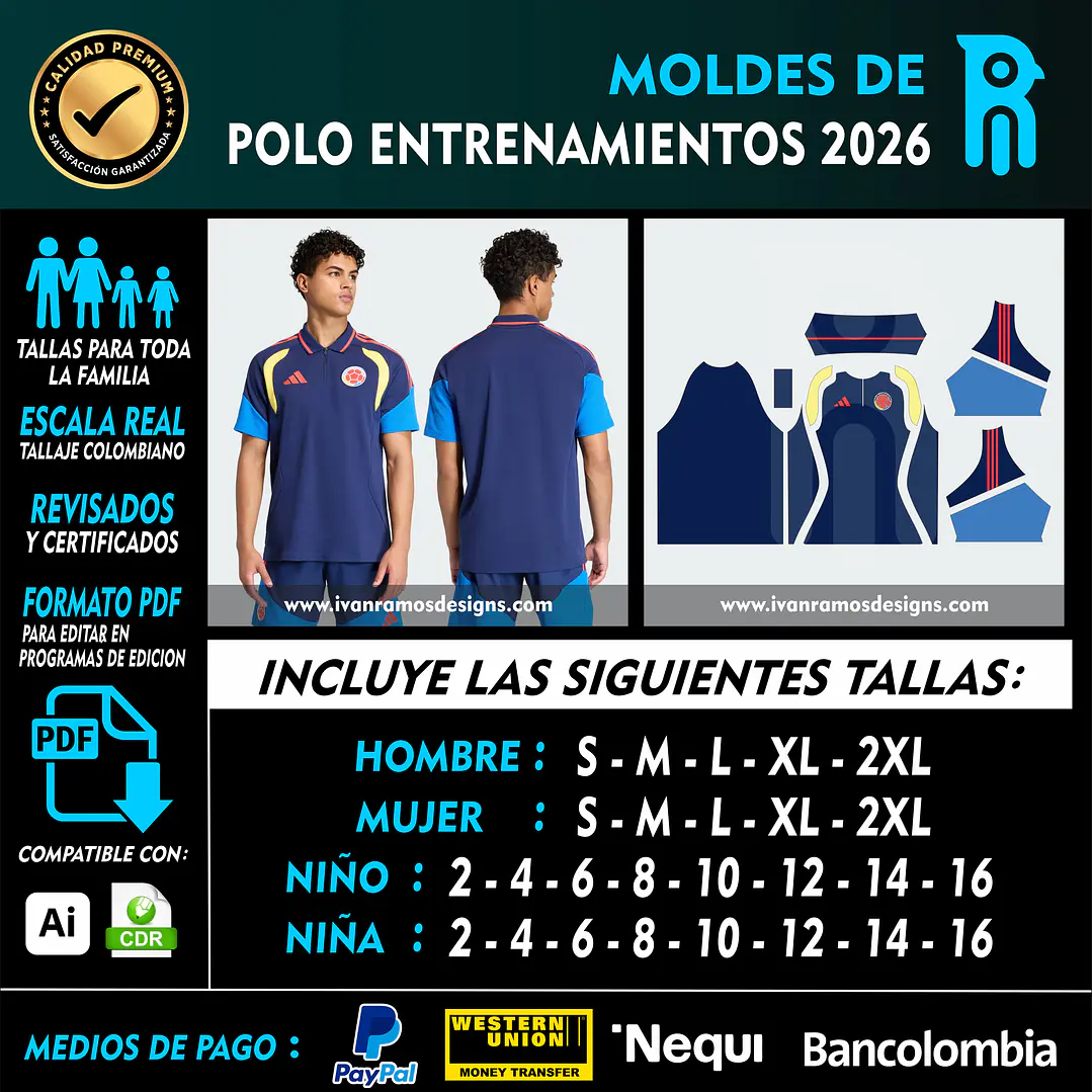 Moldes de POLO TIRO ENTRENAMIENTO COLOMBIA 2026 1