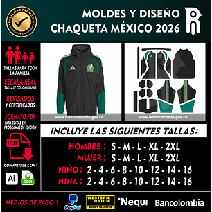 MOLDES Y DISEÑO DE CHAQUETA MÉXICO 2026