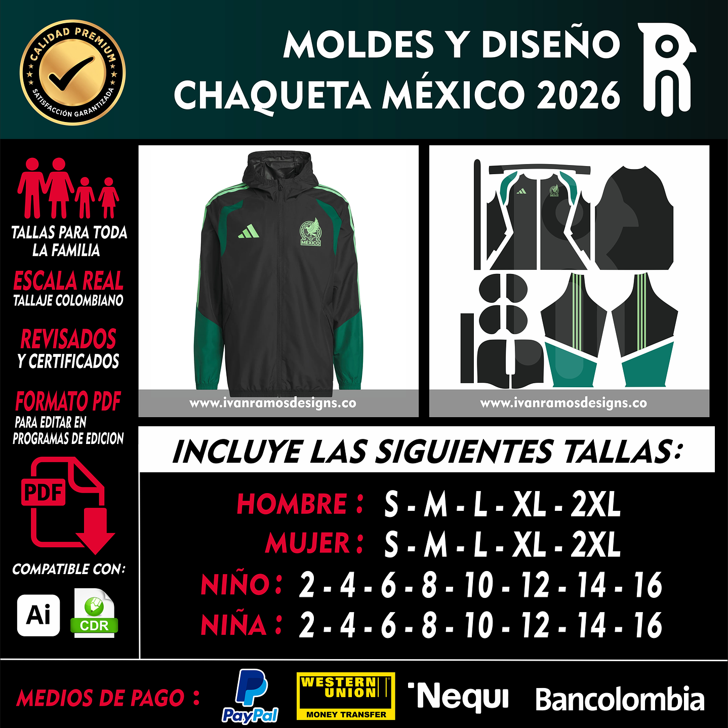 MOLDES Y DISEÑO DE CHAQUETA MÉXICO 2026