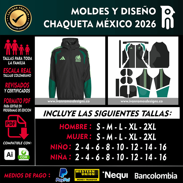 MOLDES Y DISEÑO DE CHAQUETA MÉXICO 2026