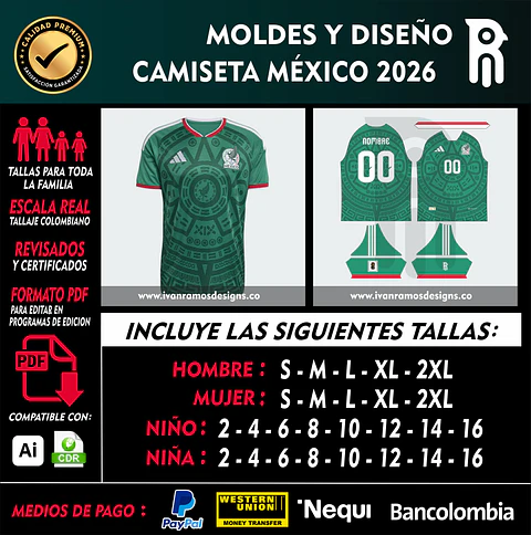 Moldes y diseño de camiseta MÉXICO 2026