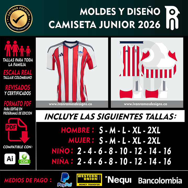 MOLDES Y DISEÑO DE CAMISETA JUNIOR 2026