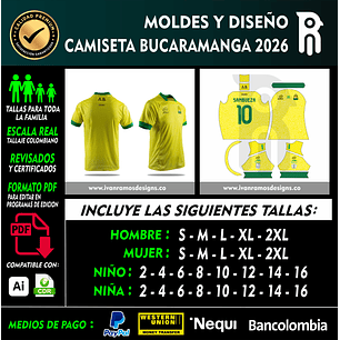 MOLDES Y DISEÑO DE CAMISETA ATLÉTICO BUCARAMANGA 2026