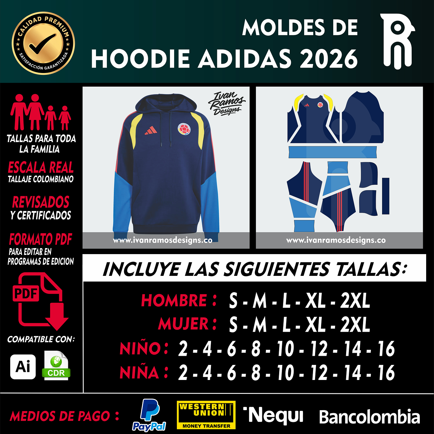 Molde de hoddie COLOMBIA 2026