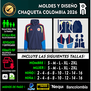 MOLDES Y DISEÑO DE CHAQUETA COLOMBIA 2026