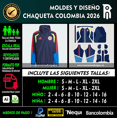 Moldes y diseño de CHAQUETA COLOMBIA 2026