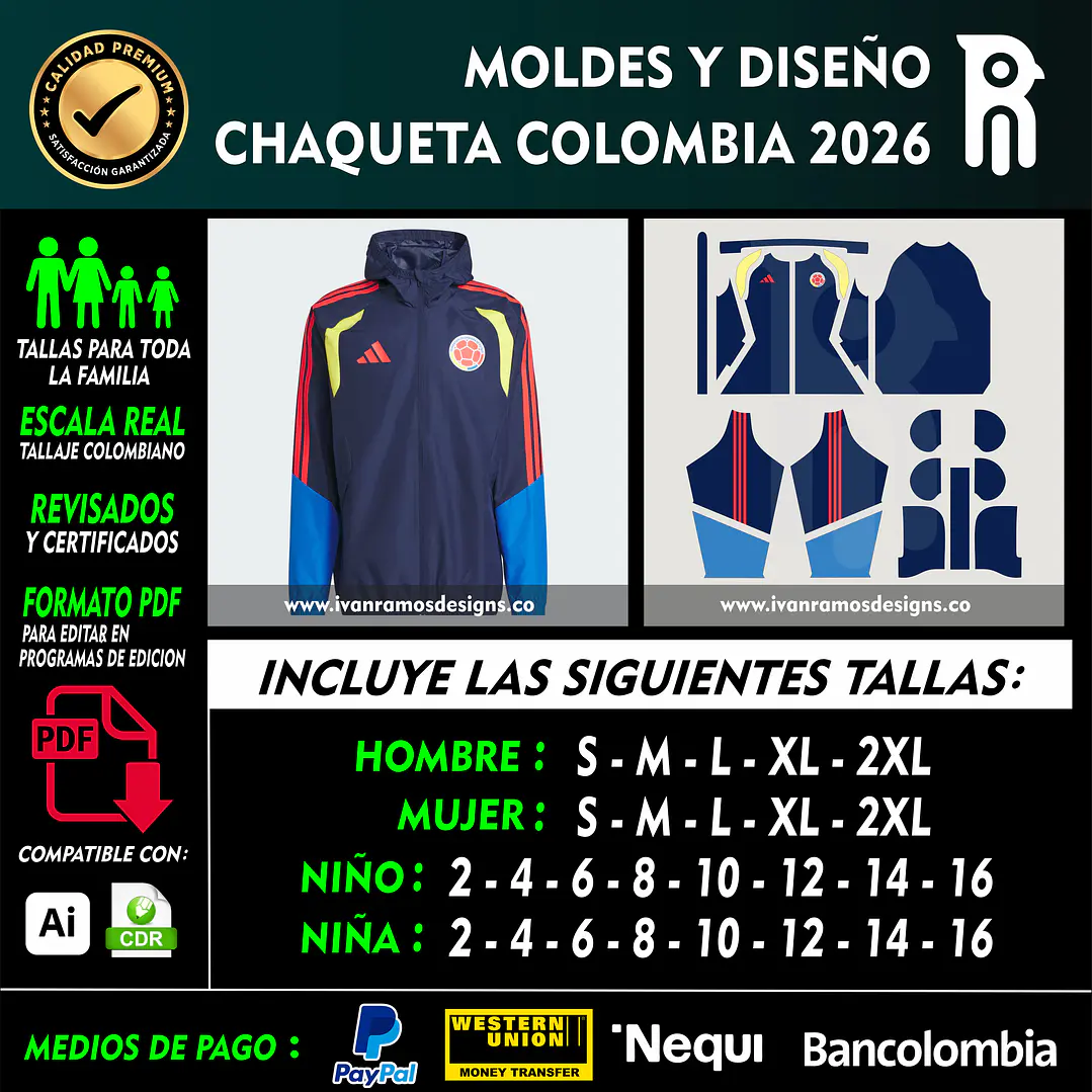 Moldes y diseño de CHAQUETA COLOMBIA 2026 1