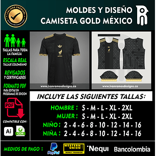 MOLDES Y DISEÑO DE CAMISETA GOLD MÉXICO 2026