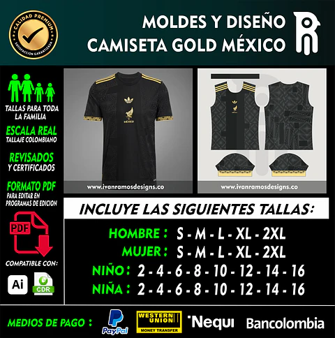 MOLDES Y DISEÑO DE CAMISETA GOLD MÉXICO 2026