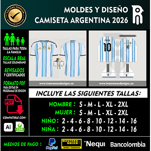 MOLDES Y DISEÑO DE CAMISETA ARG 2026