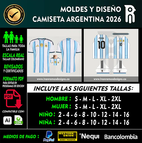 Moldes y diseño de CAMISETA ARGENTINA 2026