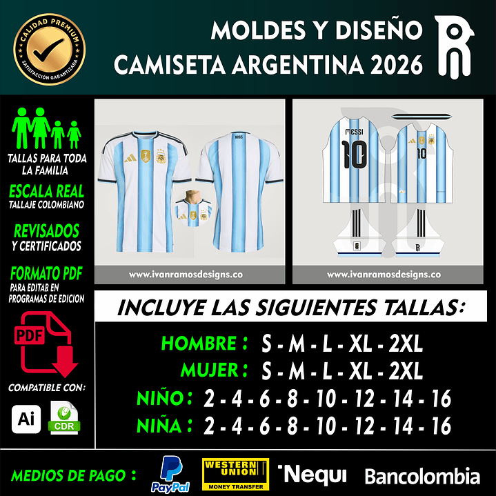 MOLDES Y DISEÑO DE CAMISETA ARG 2026