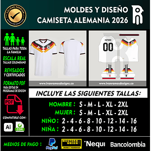 MOLDES Y DISEÑO DE CAMISETA ALEMANIA 2026