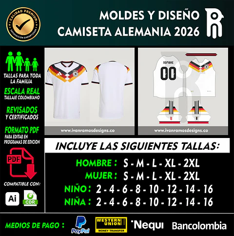 MOLDES Y DISEÑO DE CAMISETA ALEMANIA 2026