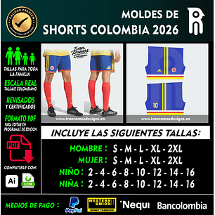 Moldes de short COLOMBIA 2026