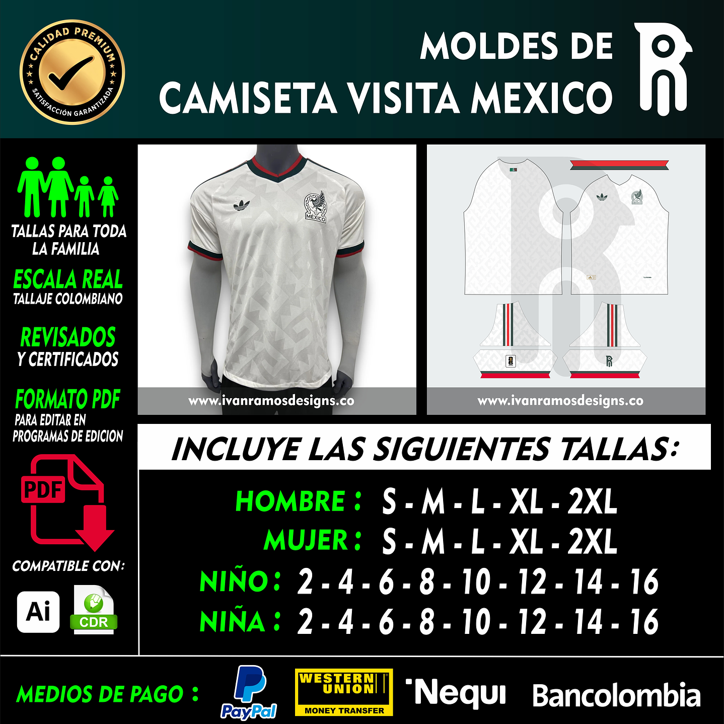 Moldes y diseño de camiseta visita MÉXICO 2026