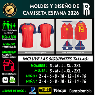 Moldes y diseño de camiseta ESPAÑA 2026