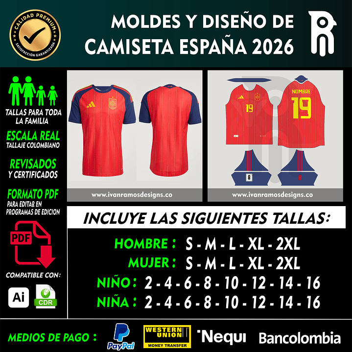 Moldes y diseño de camiseta ESPAÑA 2026