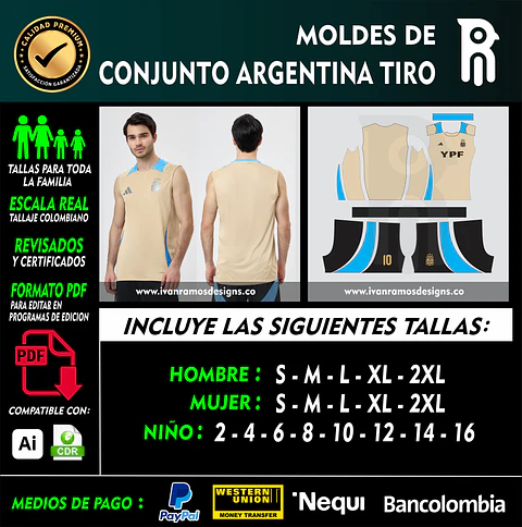 Moldes de CONJUNTO DEPORTIVO ARGENTINA TIRO