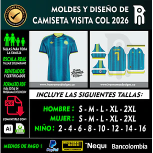 Molde de CAMISETA VISITA COLOMBIA 2026