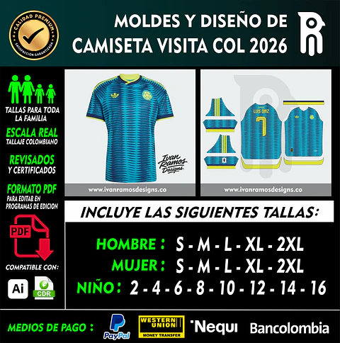 Molde de CAMISETA VISITA COLOMBIA 2026