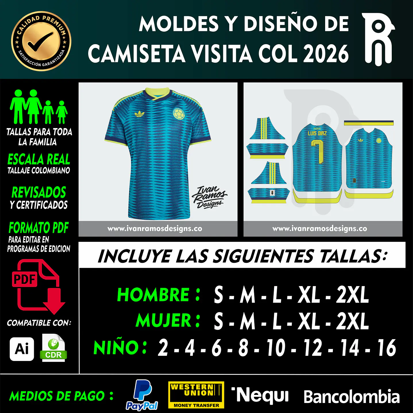 Molde de CAMISETA VISITA COLOMBIA 2026