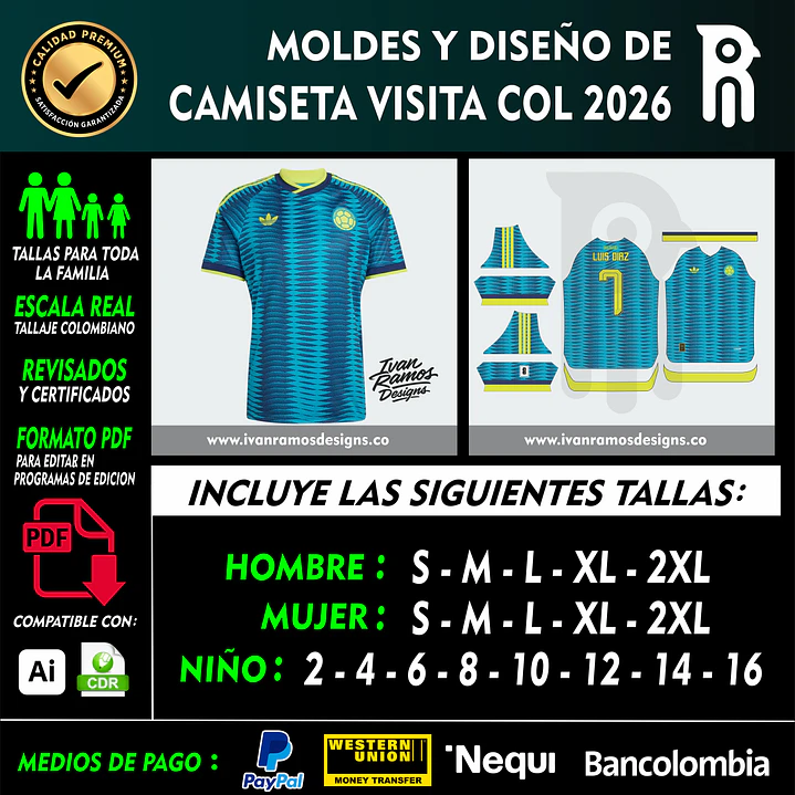 Molde de CAMISETA VISITA COLOMBIA 2026