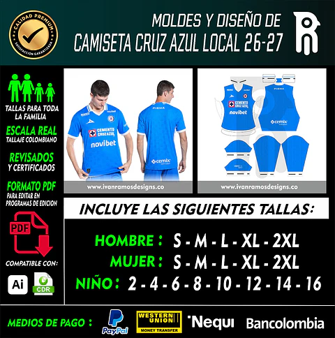 MOLDES Y DISEÑO DE CAMISETA CRUZ AZUL LOCAL 26-27