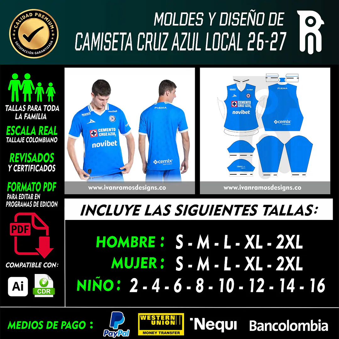 MOLDES Y DISEÑO DE CAMISETA CRUZ AZUL LOCAL 26-27 1