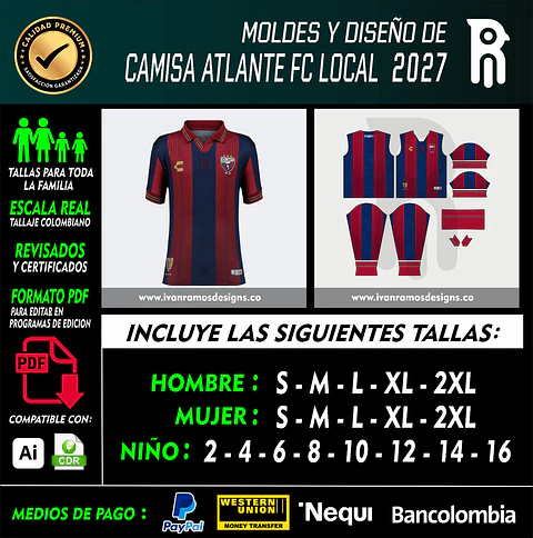 MOLDES Y DISEÑO DE CAMISETA ATLANTE FC LOCAL 2027