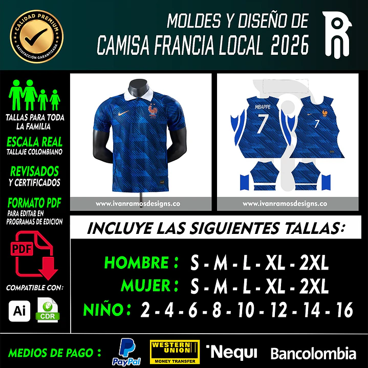 MOLDES Y DISEÑO DE CAMISETA FRANCIA LOCAL 2026 1