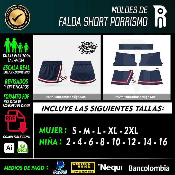 MOLDES DE FALDA SHORT PORRISMO 1