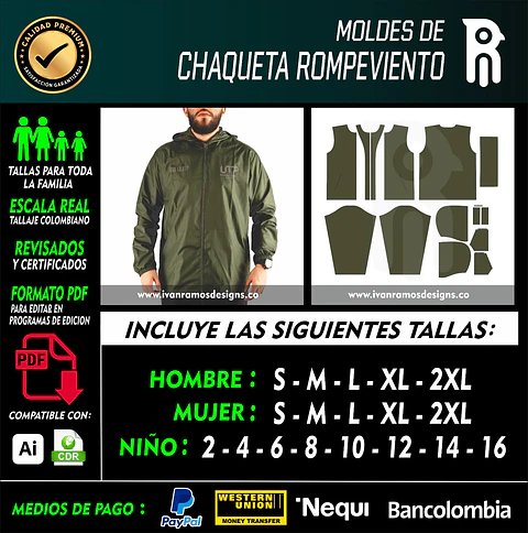 MOLDES DE CHAQUETA ROMPEVIENTO