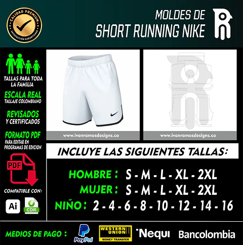 Molde de SHORT RUNNING NK