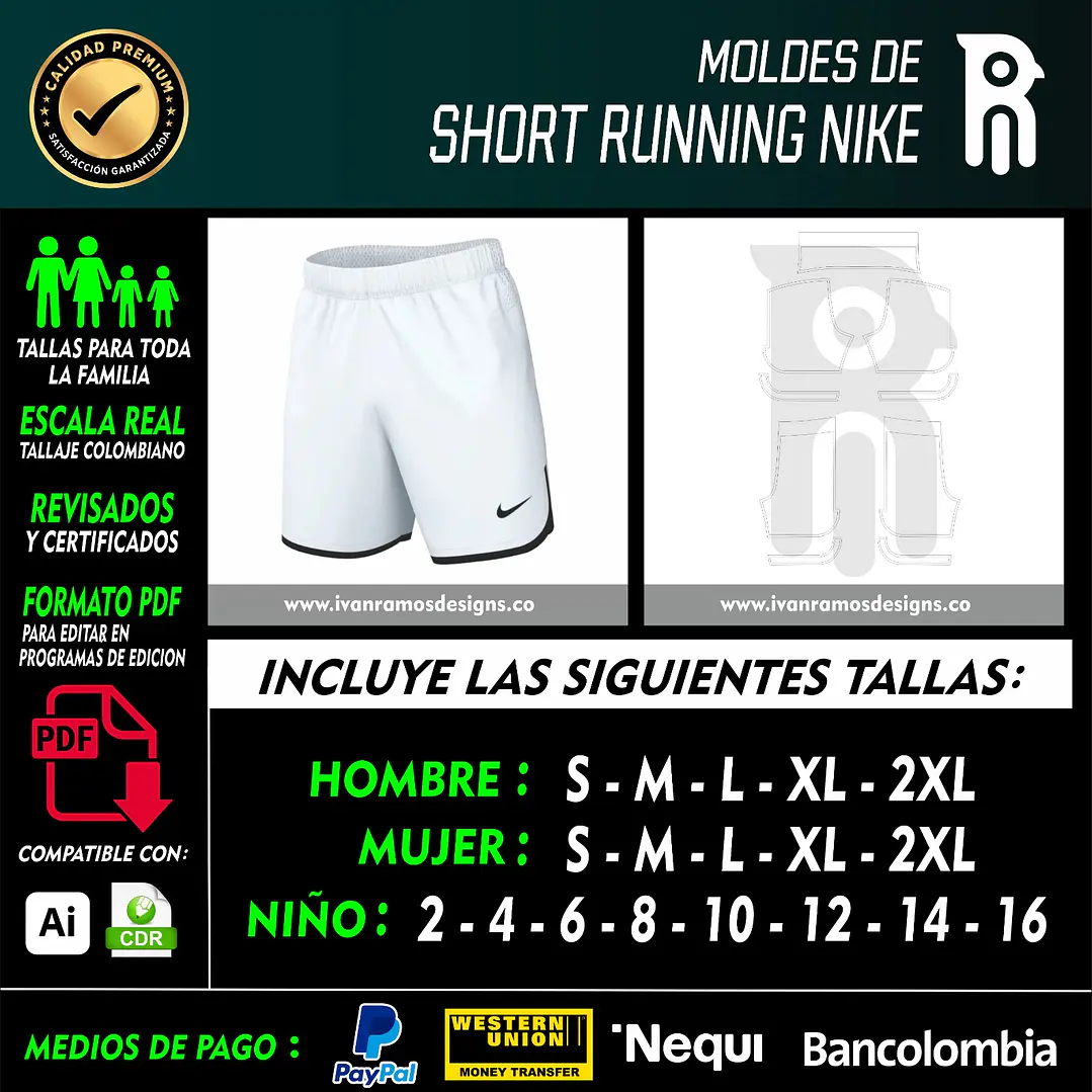 Molde de SHORT RUNNING NK 1
