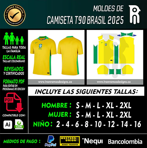 Moldes de CAMISETA T90 BRASIL 2025