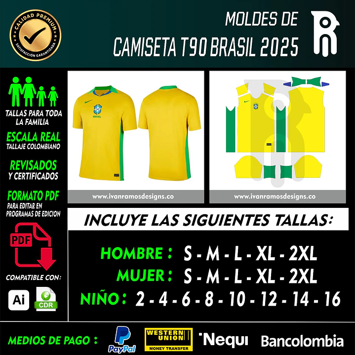 Moldes de CAMISETA T90 BRASIL 2025 1
